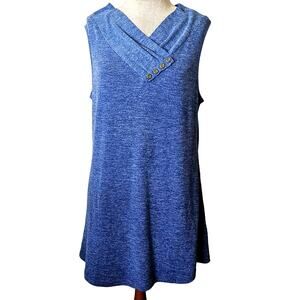 Heather Blue V Neck Sleeveless Blouse Size XL